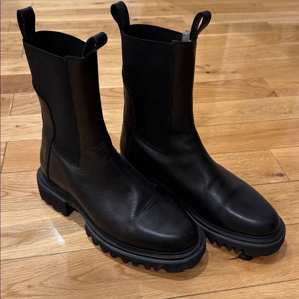 ALL SAINTS Black Leather Ankle Boots. Hallie. Size 37. Great condition.